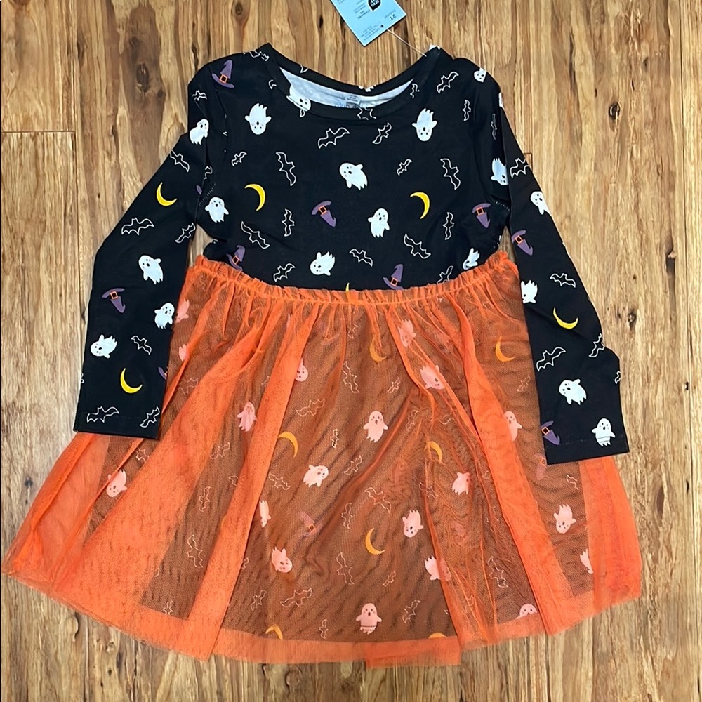 Ghost & Moon Tulle Dress - Black & Orange